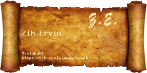 Zih Ervin névjegykártya